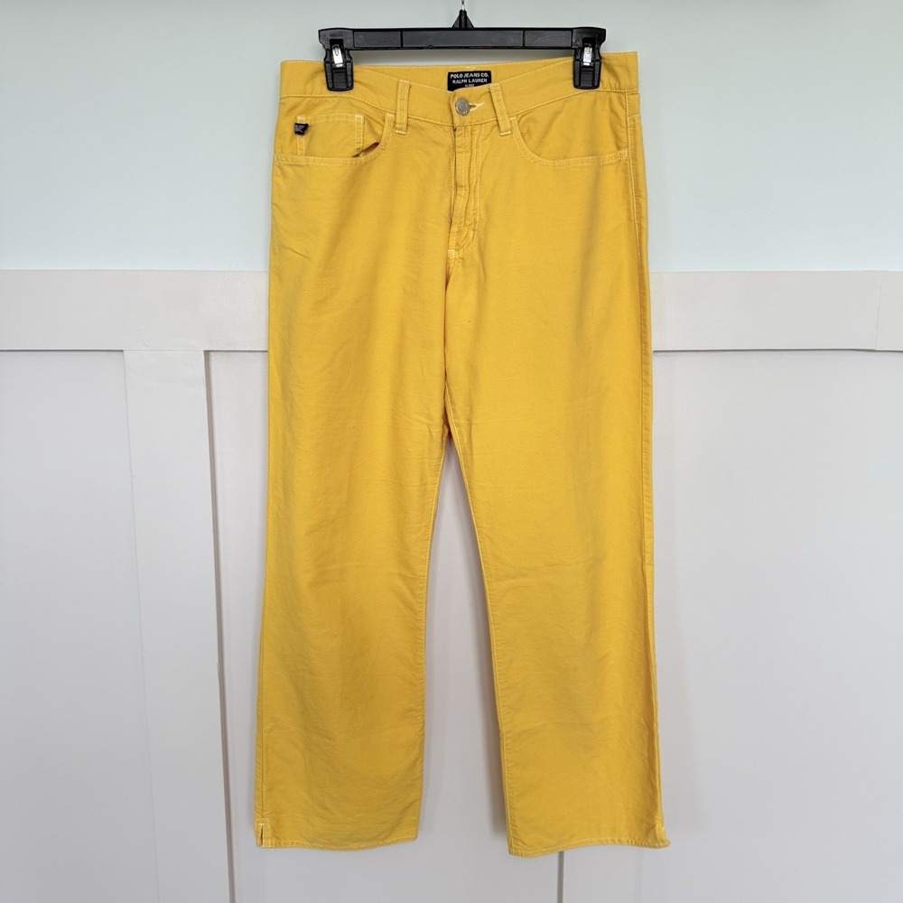 Polo Jeans Co Cropped Cotton Chino Pants Women's 6 Butter Yellow Preppy Bright